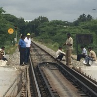 channel cleaning under the railway bridge
