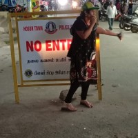 Mrs Suchitra Subramanian regulating Traffic at Hosur.