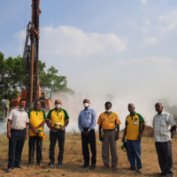 Bore well being dug at moranapalli eri