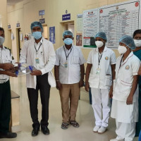 Team TPSOH donating Sanitisers, Masks,, Gloves, medicines etc.