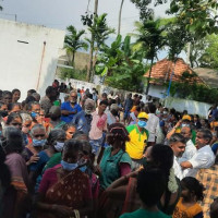 Relief materials being distributed to the people of Thirupathi Saram